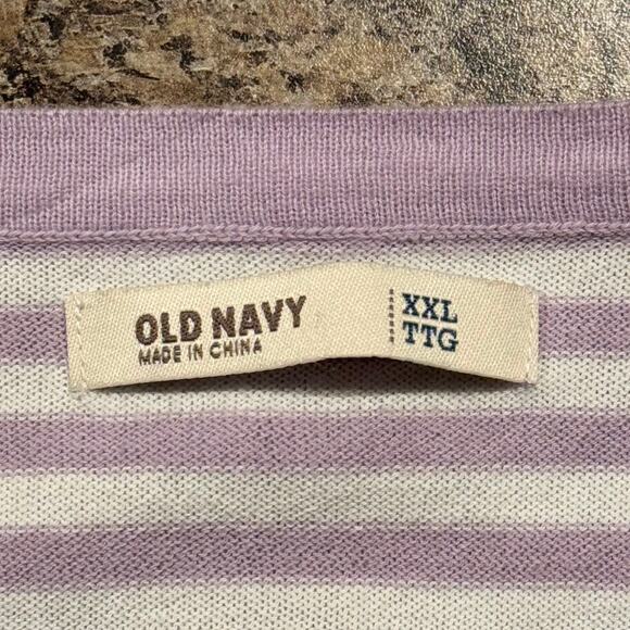 Old Navy Cardigan 3/4 Sleeve Cottage Easter Spring Button Purple White XXL Flaw - Picture 3 of 7